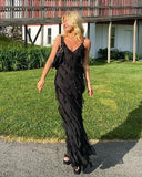Red/Black elegant fashion spaghetti straps long layered chiffon ruffled ball gown, evening dress, party dress HZ1023