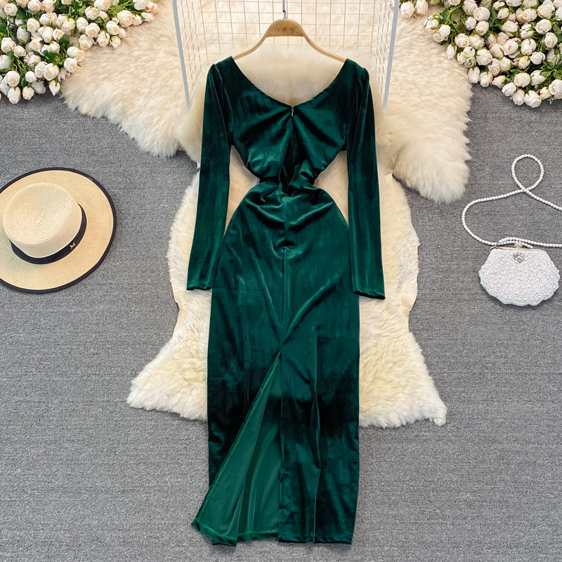 Sexy V Neck Long Sleeve Dress HZ1023