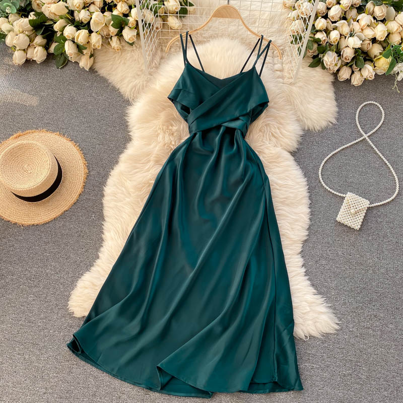 Cute Satin Short A Line Dress Fashion Dress HZ1023
