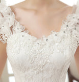White tulle lace long prom gown wedding dress HZ1023