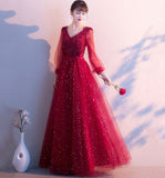Cute tulle lace long prom dress A line evening gown HZ1023