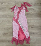 Pink Gorgeous Shiny Long Elegant Ruffle Sequin Ball Gown Evening Dress Party Dress HZ1023