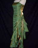 Blue shiny stylish elegant spaghetti straps long satin ball gown evening dress party dress HZ1023