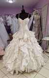 Ivory fashion unique elegant bow A-line long satin tulle princess ball gown evening dress wedding dress adult ceremony dress HZ1023