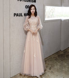 Cute tulle lace long sleeve dress evening dress HZ1023