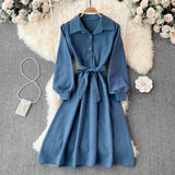 Sweet Long-Sleeved Corduroy Dress A Line Fashion Dress HZ1023