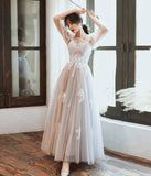 Cute tulle lace long prom dress evening dress HZ1023
