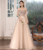 Stylish tulle sequins long prom dress evening dress HZ1023