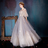 Cute A line tulle long A line prom dress evening dress HZ1023