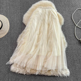 Elastic waist super fairy irregular nail bead mesh skirt HZ1023