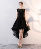 Black tulle lace high low prom dress evening dress HZ1023