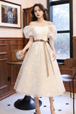 Sweet A line sequins short prom dress HZ1023