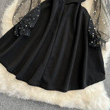Black V Neck Short Dress A Line Fashion Dress HZ1023