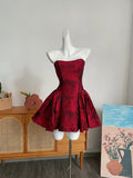 Black/Red/White Fashion Short Satin Princess Dress Homecoming Dress Birthday Party Dress Cocktail Party Dress Evening Dress Prom Dress Evening Dress HZ1023