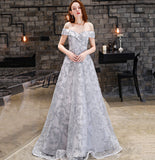 Elegant tulle long A line prom dress evening gown HZ1023