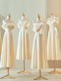 Champagne Elegant Fashion Long Floor Length Satin Bridesmaid Dresses Ball Gown Evening Gown Wedding Guest Party Gown Wedding Mother of the Wedding Dress HZ1023