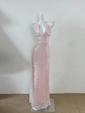Pink Shiny Fashion Long Mermaid Sparkling Slim Fit Sequin Ball Gown Evening Dress Birthday Party Dress Prom Dress HZ1023