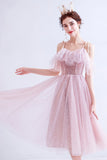 Pink tulle short A line prom dress homecoming dress HZ1023