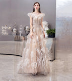 Unique tulle beads long prom dress evening dress HZ1023