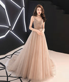 Simple v neck tulle long ball gown dress formal dress HZ1023