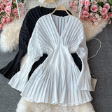 Unique V Neck Long Sleeve Dress Fashion Dress HZ1023