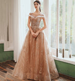 Shiny tulle sequins long prom dress formal dress HZ1023