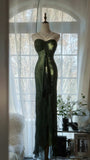 Green Elegant Fashion Exquisite Beaded Strapless Long Chiffon Ball Gown Evening Dress Birthday/Holiday Party Dress Prom Dress HZ1023