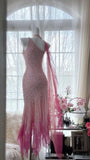 Pink Gradient Luxury Gorgeous Retro Fashion Exquisite Beaded Long Chiffon Ball Dress Birthday Party Dress Evening Dress Prom Dress HZ1023