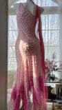 Pink Gradient Luxury Gorgeous Retro Fashion Exquisite Beaded Long Chiffon Ball Dress Birthday Party Dress Evening Dress Prom Dress HZ1023
