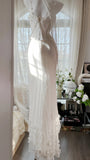 White Elegant Fashion Exquisite Floral Beaded Long Chiffon Ball Gown Evening Dress Party Dress Two Piece Set HZ1023