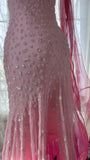 Pink Gradient Luxury Gorgeous Retro Fashion Exquisite Beaded Long Chiffon Ball Dress Birthday Party Dress Evening Dress Prom Dress HZ1023