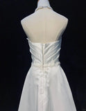 White Simple Fashionable Elegant Understated Exquisite Applique Long Floor Length Satin Ball Dress Evening Dress Wedding Dress HZ1023