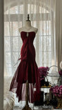 Burgundy Vintage Elegant Exquisite Gem Beaded Long Chiffon Evening Gown Sleeveless Ball Gown Birthday/Wedding Guest Party Dress HZ1023
