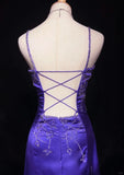 Purple Gorgeous Vintage God Shining Elegant Exquisite Rhinestone Beaded Satin Long Floor Length Slim Fairy Ball Gown Evening Dress Party Dress Prom Dress HZ1023