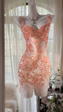 Orange Grapefruit Luxurious Sfumato Exquisite shiny Beads Short sequins Chiffon Fairy Homecoming Dress Prom Dress Evening Dress Cocktail Party Dress Prom Dress Date Dress HZ1023