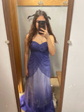 Purple Fashion Shiny Gradient Elegant Sweetheart Neck Long Satin Tulle Off-shoulder Floor-length Ball Gown Evening Dress Party Dress Prom Dress HZ1023