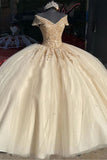 Champagne Color Gorgeous Shiny Exquisite Beaded Long Ball Gown Evening Dress HZ1023