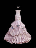 Pink sweet bow decoration long floor-length ball gown evening dress adult ceremony birthday dress HZ1023