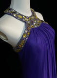 Purple Vintage Fashion Elegant Exquisite Gem Rhinestone Beading Long Floor Length Tulle Ball Gown Evening Dress Party Dress Prom Dress HZ1023