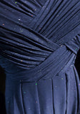 Dark Blue Shiny Fashionable Elegant Long Backless Floor Length Tulle Ball Gown Evening Gown Party Dress Prom Gown Bridesmaid Dress Graduation Gown HZ1023