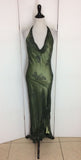 Green Vintage Fashion Elegant Exquisite Floral Beaded Swing Neck Long Chiffon Tulle Ball Gown Evening Gown Party Dress Prom Gown HZ1023