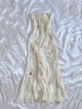Ivory gorgeous light delicate beaded spaghetti straps long chiffon ball gown evening dress party dress HZ1023