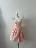 Pink/Blue Cute and Sweet Backless Square Neck Short Dress HZ1023