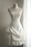 Ivory white exquisite beading fashion short irregular pleated princess dress wedding dress homecoming dress birthday party dress cocktail party dress evening dress prom dress evening dress. HZ1023