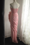 Pink elegant unique long tulle bias cut irregular pleated fishtail ball gown dinner party evening dress wedding adult ceremony birthday party HZ1023