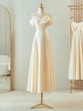 Champagne Elegant Fashion Long Floor Length Satin Bridesmaid Dresses Ball Gown Evening Gown Wedding Guest Party Gown Wedding Mother of the Wedding Dress HZ1023