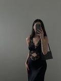White/black satin fashion simple lace long slim fit ball gown evening dress HZ1023