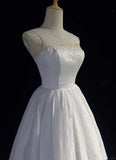 White pure simple beautiful sparkling fashion elegant exquisite rhinestone short mini backless floor length tulle homecoming prom dress evening dress party dress prom dress HZ1023