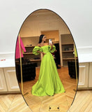 Green fashion tube top sexy off-shoulder puff sleeve floor length maxi dress long ball gown evening dress party dress HZ1023
