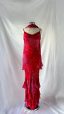 Red fashion elegant exquisite beaded spaghetti straps long ruffled chiffon ball gown evening dress party dress HZ1023